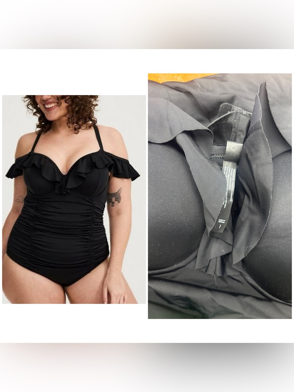 Torrid Ruffled Off-Shoulder One-Piece Swimsuit in Black